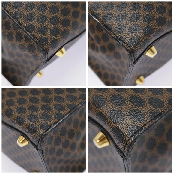 CELINE Macadam Canvas Hand Bag PVC Leather Black Gold - Picture 15 of 15